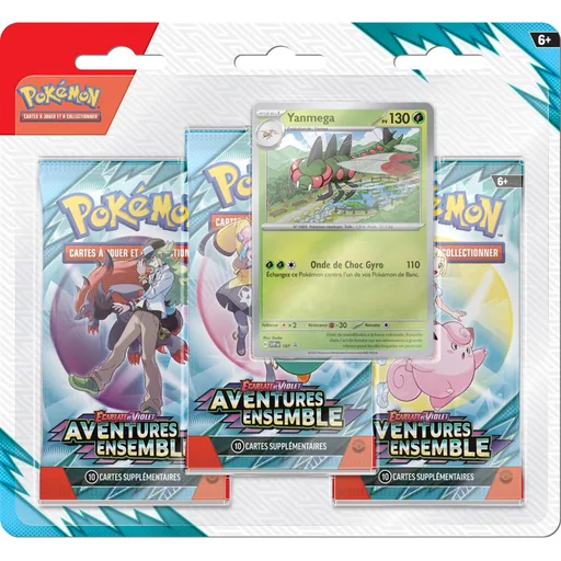 Pokémon EV09 Aventures Ensemble - Tripack 3 boosters (assortiment Yanmega / Baggaïd)