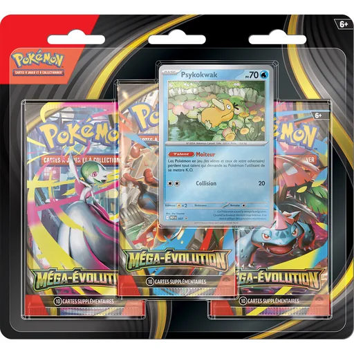 Pokémon ME01 Méga-Évolution - Tripack 3 boosters (assortiment Psykokwak / Akwakwak)